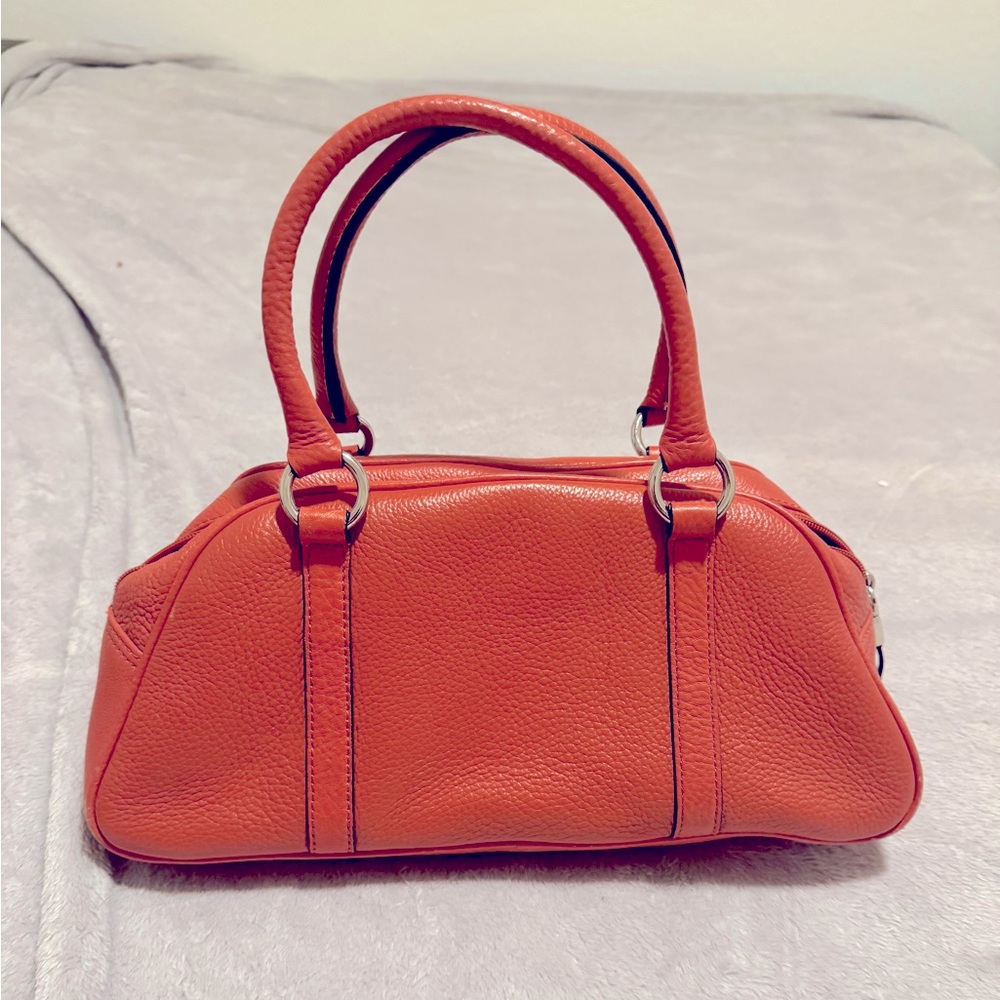 Elegant Talbot’s Vintage Coral Leather Handbag with Silver Hardware